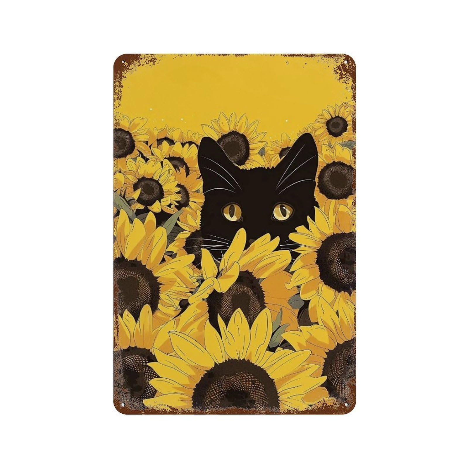 YHGERTKU Feline in Bloom 03 Wall Art Retro Iron Vintage Metal Tin Sign Poster Modern Decor for Living Rooms Gift 30x20cm