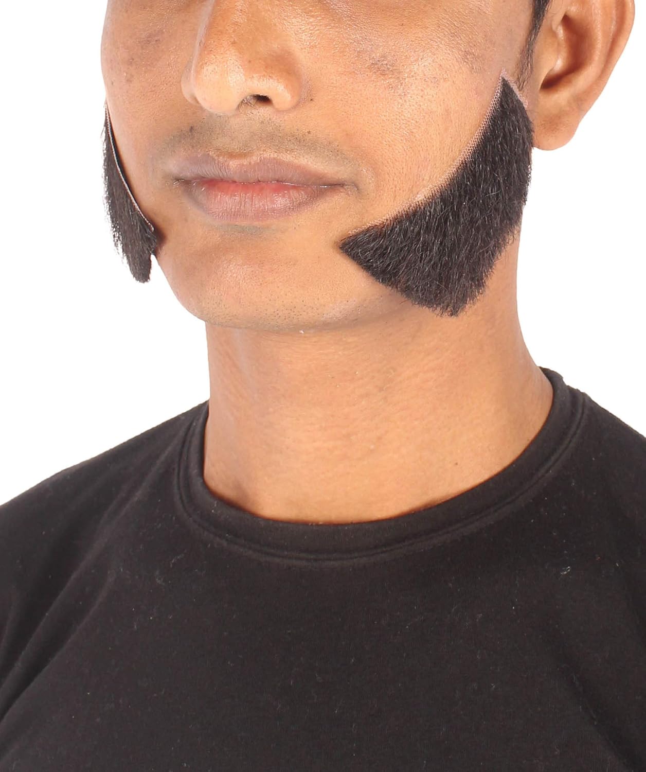 HPO Men's Long Human Hair Sideburn Set Cosplay Facial Hair