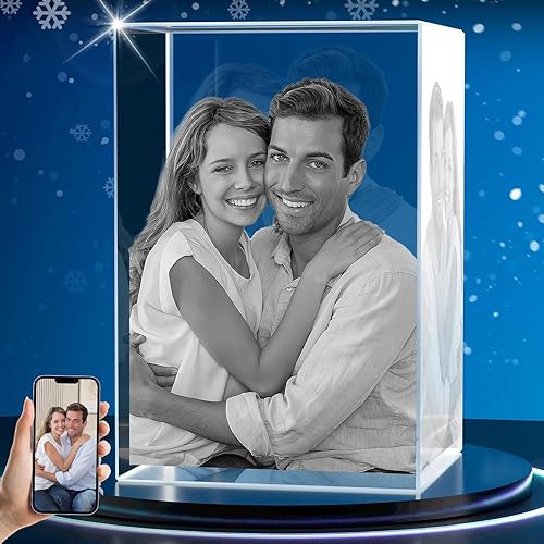 Foto de cristal 3D, regalos personalizados para mamá, papá, foto personalizada para mujeres, ella, cubo de fotos grabadas con láser, regalos de