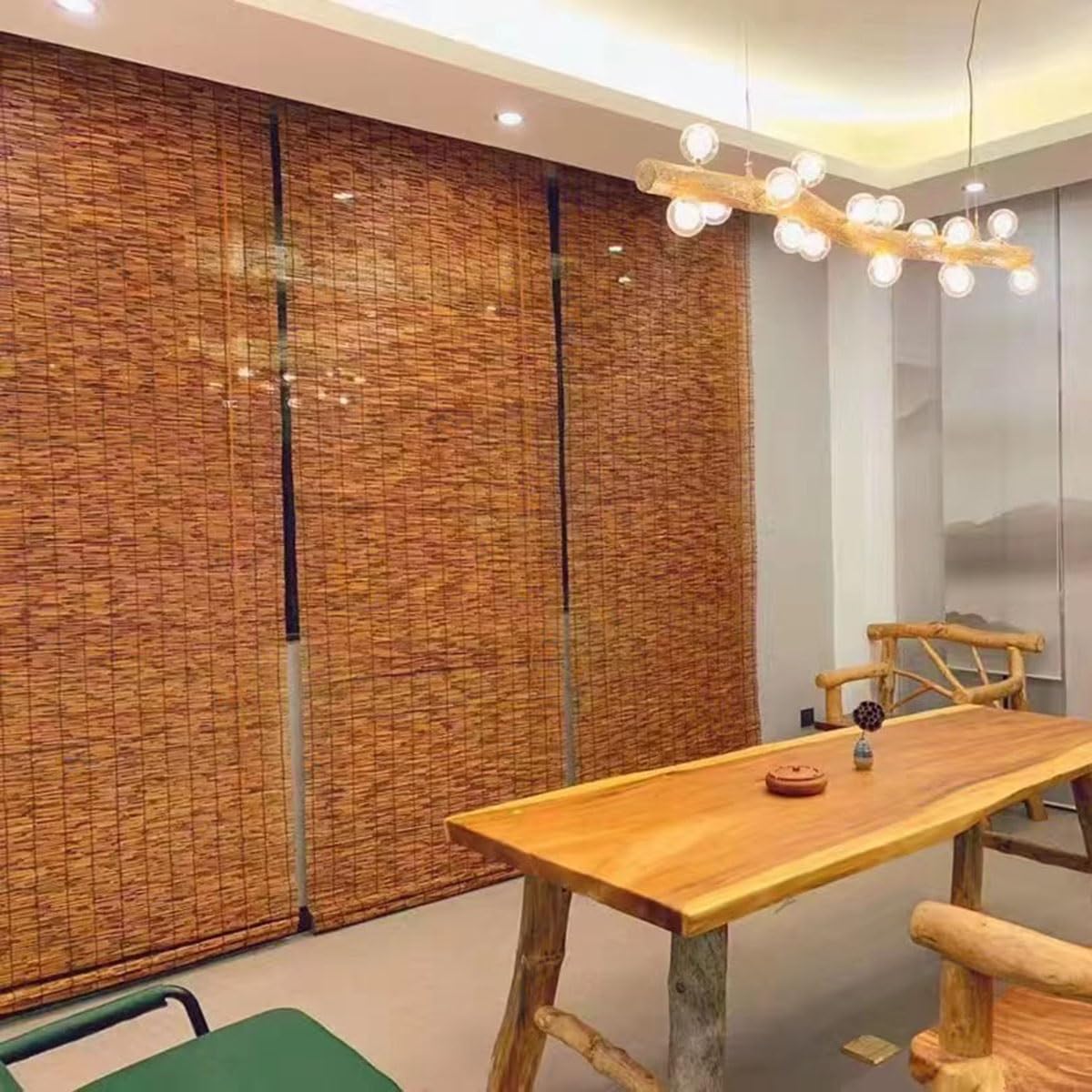 竹 すだれ 屋外 手織りリード 日よけ 竹すだれ 天然の葦のカーテン 竹簾 半透明 プライバシー保護 通気性 遮光 窓すだれ 竹製の