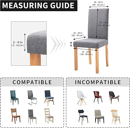 Miniatura 5 de Easy-Going Juego de 4 fundas elásticas para sillas de comedor, fundas para sillas Parsons para comedor, ceremonia, banquete, marfil