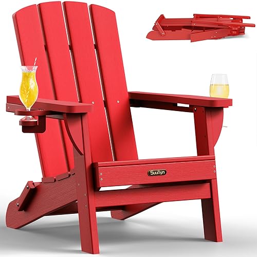 Folding Adirondack Chair, HDPE All-Weather Fire Pit Chairs, Plastic Adirondack