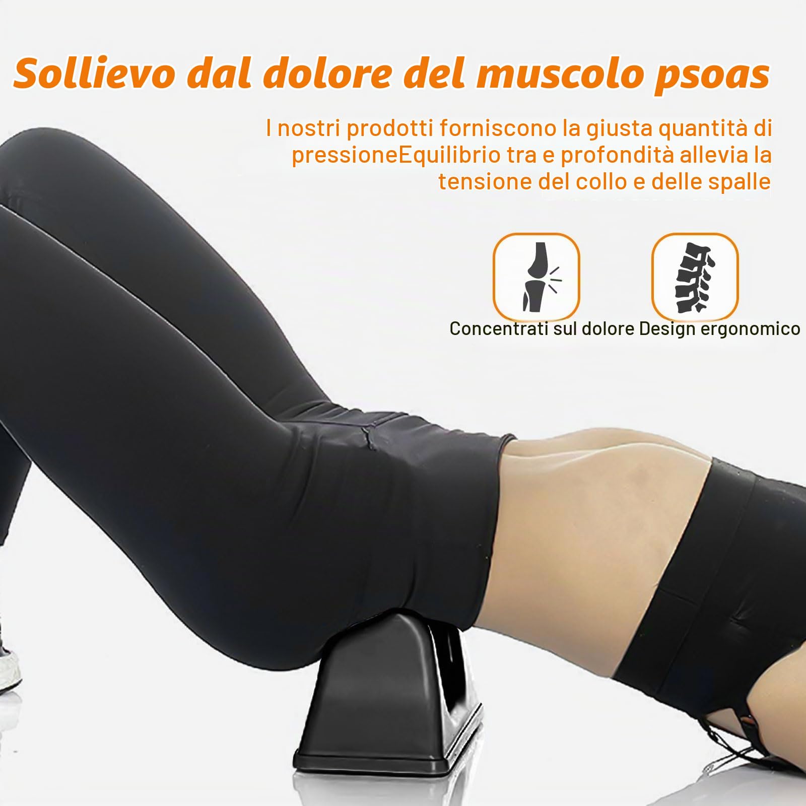 Massaggiatore Muscolare Tendine con 6 Supporti Antiscivolo Inferiori, Collo Massaggiatore Dello Psoas, Strumento Rilascio Flessore per Ginocchio, Coscia, Posteriore, Polpaccio, Gancio 'Anca(Nero)