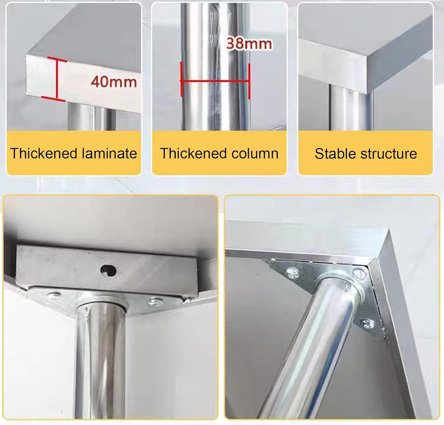Single Tier Stainless Steel Work Table Multifunctional Prep Table Organizer Storage Rack Commercial Kitchen Metal Table Combination Work Table Factory Packing Table