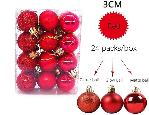 Miniatura 7 de 24 adornos para árbol de Navidad, mini bolas de Navidad, pequeñas bolas de plástico inastillables para festividades, bodas, fiestas, decoración