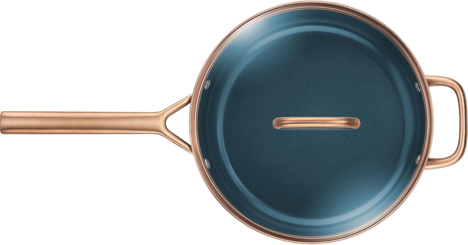 ZWILLING Milano Sauté Pan 28 cm with Glass Lid, Aluminium, Ceramic Non-Stick Coating, Made without PFAS, Suitable for Induction Cookers, Dishwasher Safe, Made in Italy, Blue