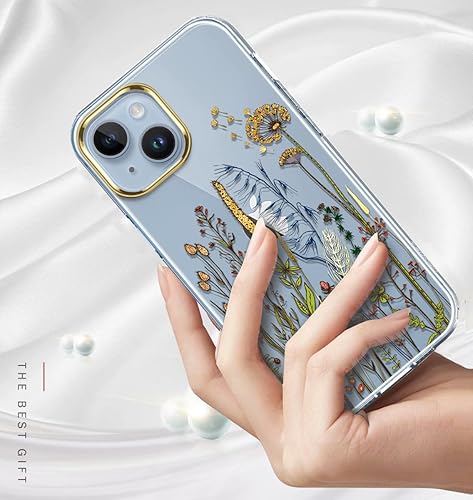 Miniatura 3 de luolnh Funda compatible con iPhone 15 Plus, para mujeres y niñas, a prueba de golpes, transparente, patrón floral, carcasa trasera dura para iPhone