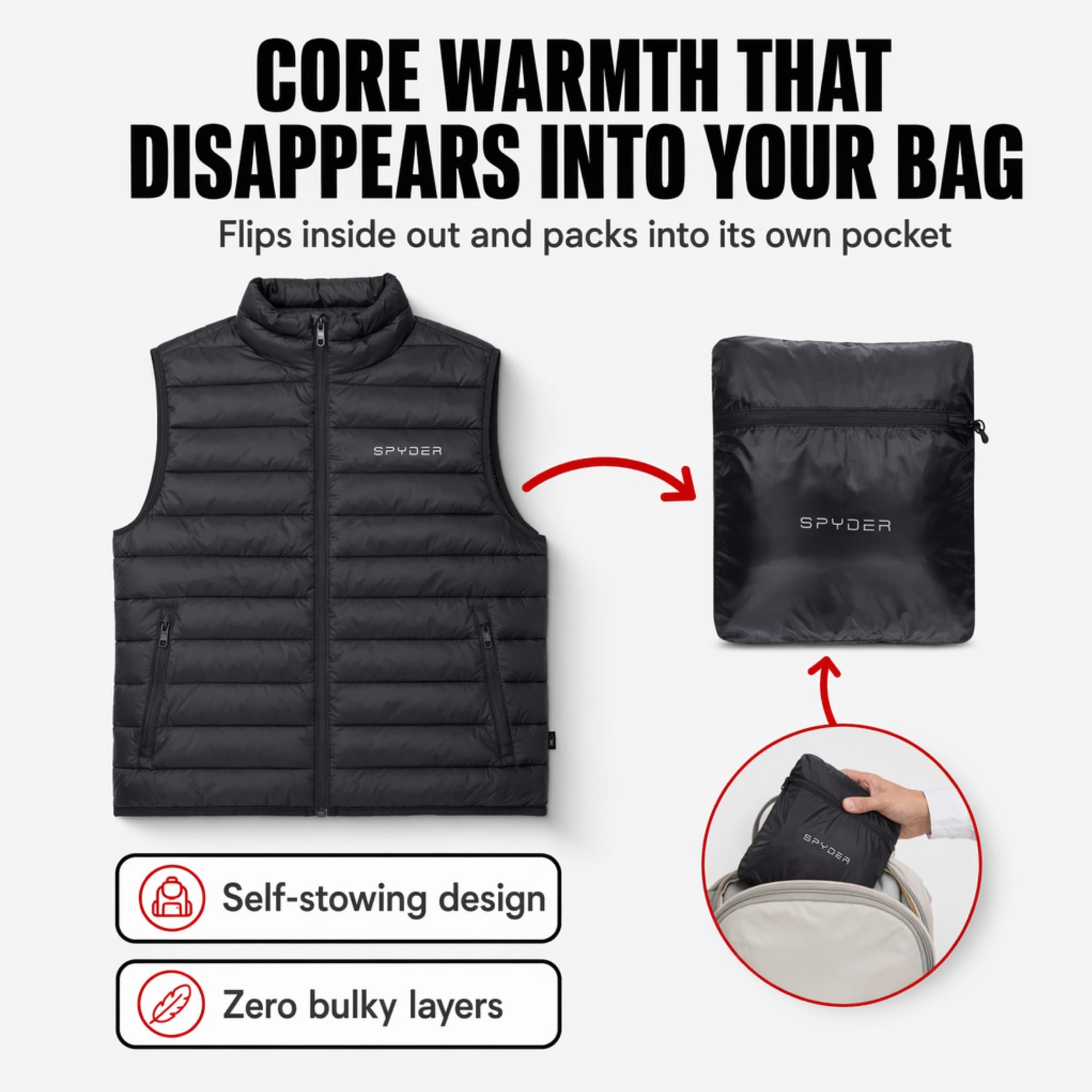 Spyder Herren Spyder Puffer Vest For Men – Lightweight Quilted Outdoor Vest With Pockets, Puffer Vest Jacket For Men Windbreaker-Jacken