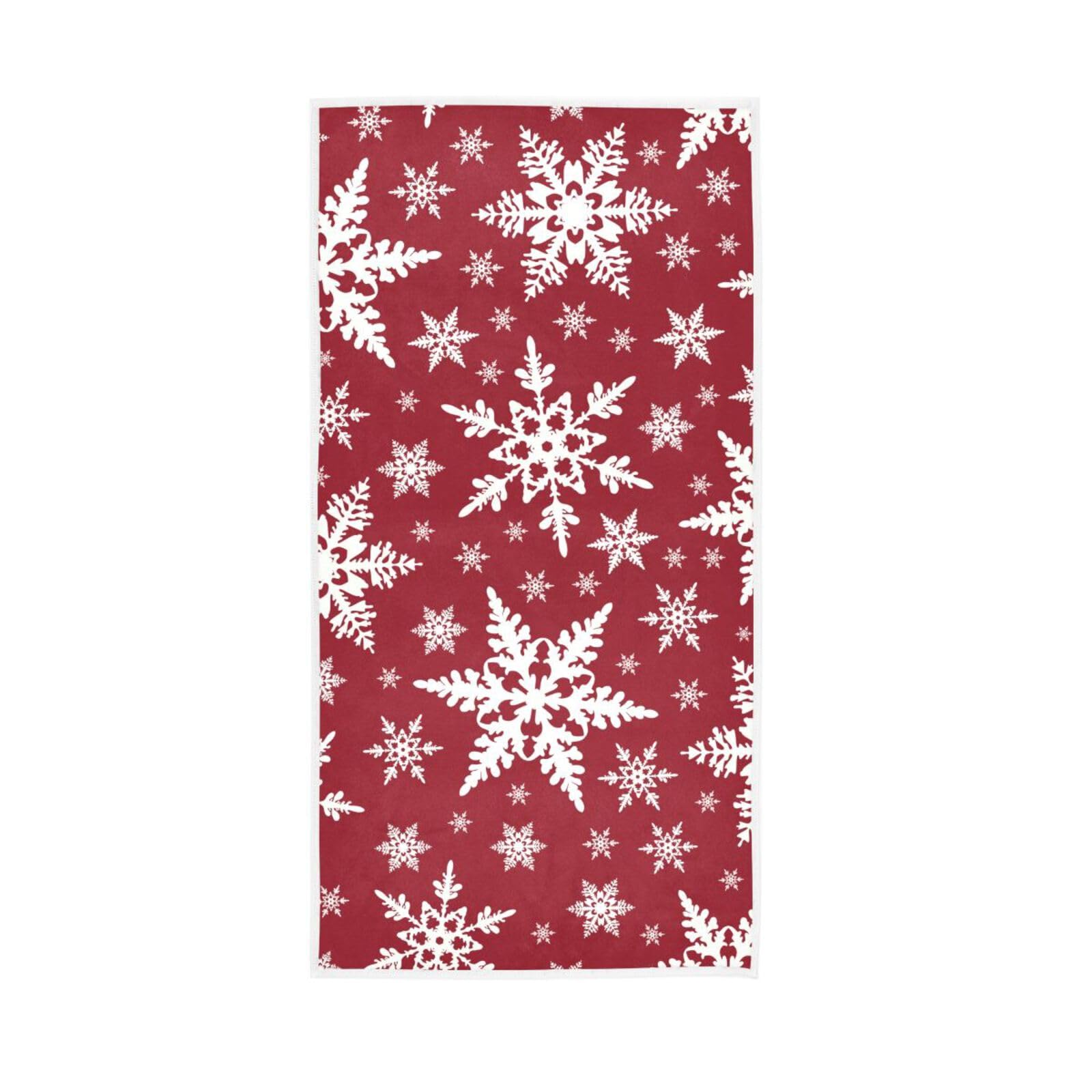 LSRCPD Christmas with Snowflakes Fingertip Towels, 15 x 30 Inch Decorative Towel Sets for Bathroom Salon Towels for Hair Stylist Esthetician Facial Towels