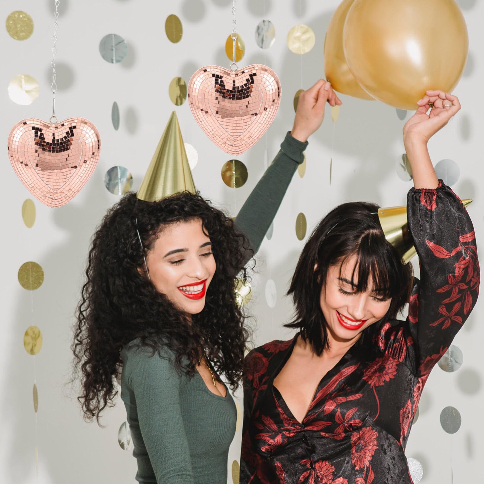 Operitacx Hanging Hearts Decorations Disco Mirror Ball Party Decorations Quirky Wedding Easy Hanging Home Decor for Celebration