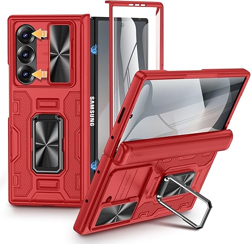 Miniatura 9 de VEGO Funda para Galaxy Z Fold 4 con cubierta de cámara deslizante y funda de protección de bisagra con protector de pantalla Cubierta protectora