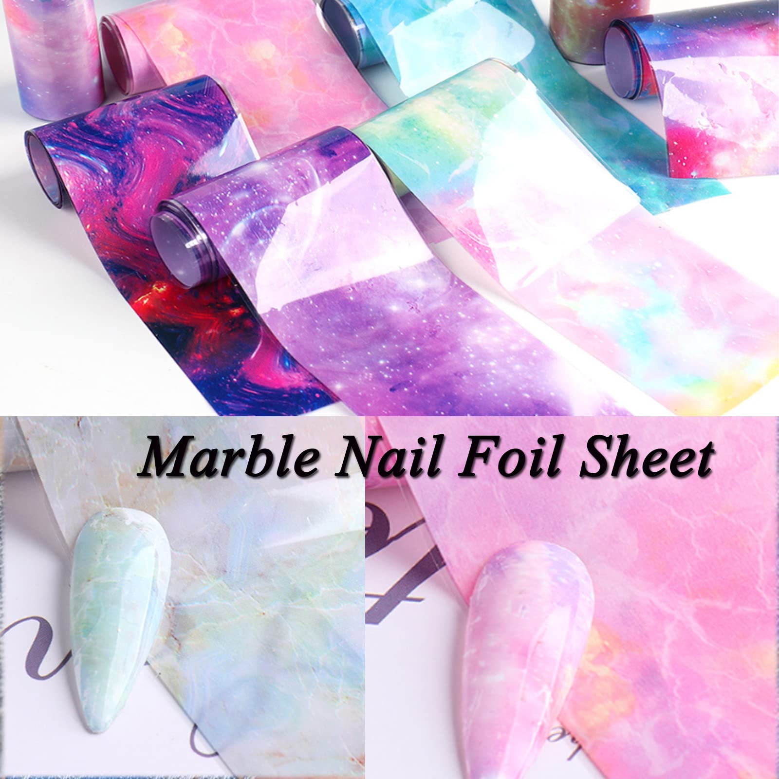 LANCHEN Nail Art Folien-Sticker – Engel & Blumen-Design, Holografisch, 20x4cm, 10 Stück, Für DIY-Nageldesign