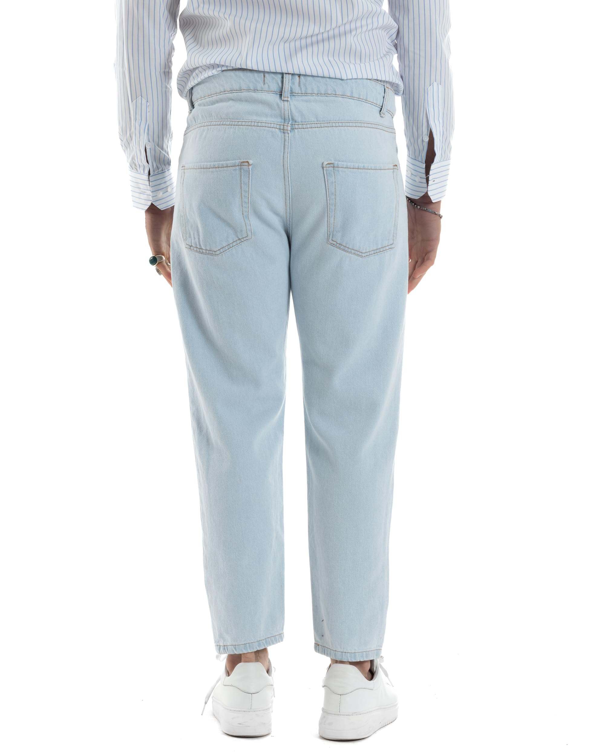 Pantalón vaquero de hombre largo con cinco bolsillos rotos, fabricado en Italia