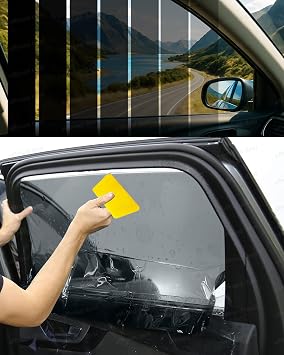 50% VLT Car Window Tint Solar Film 6 Metre Roll - Professional Accessories | Self-Adhesive Auto & Home Glass | Limo Black Privacy + High UV Block | Includes Installation Tool Kit