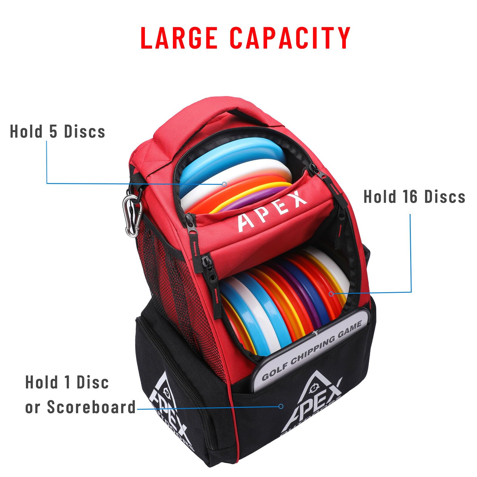 Discgolftasche, Discgolf-Rucksack mit 21+ Disc-Kapazität, langlebige und leichte Frisbee-Golftaschen mit Mehreren Aufbewahrungstaschen