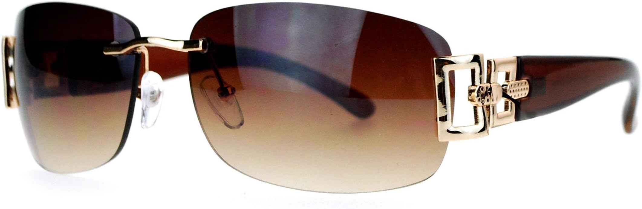 Luxury Rimless Art Deco Metal Chain Designer Sunglasses