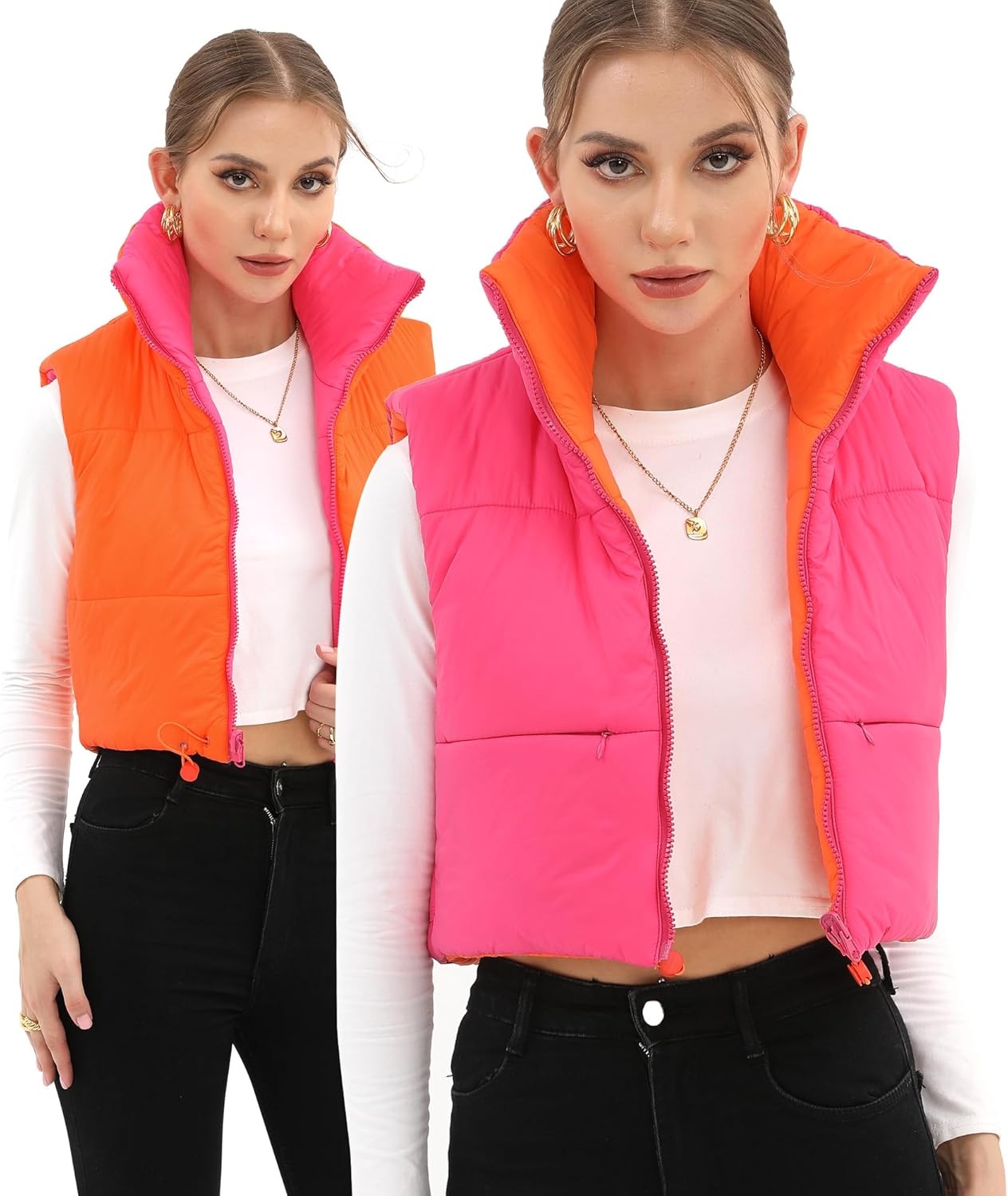 Xeoxarel Women's Crop Puffer Vest with Pockets (XS-XXL) - Image 2