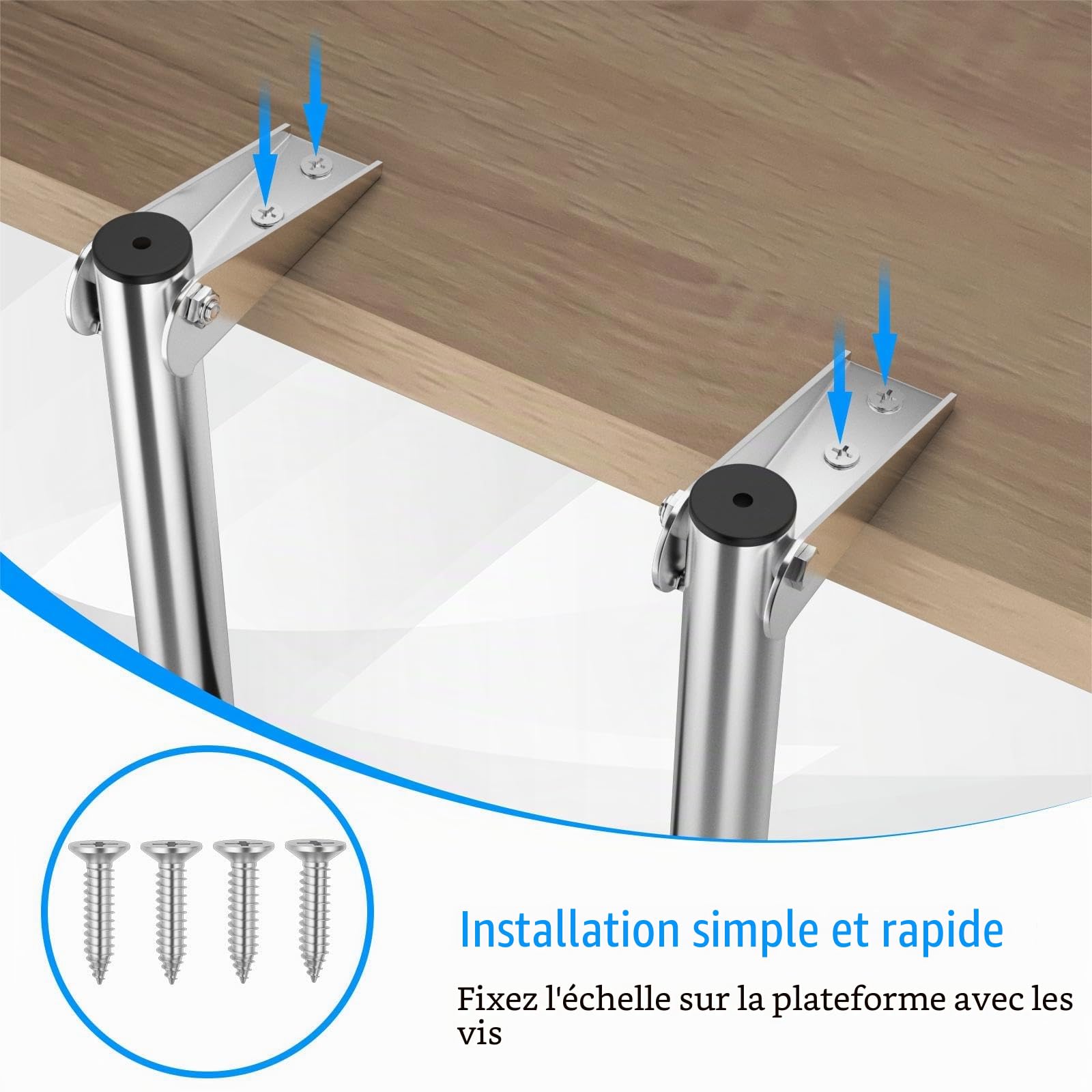 SOARS Échelle Télescopique Acier Inoxydable 4 Marches Antidérapantes 227 KG 27x115,5 cm