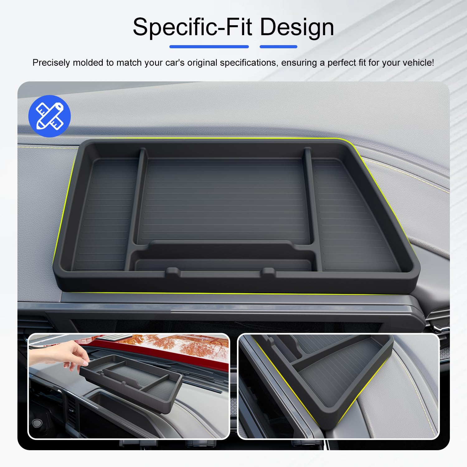 Dashboard Storage Organizer For 2022-2025 Chevy Silverado & GMC Sierra - Silicone Tray For Behind 13.4" Screen
