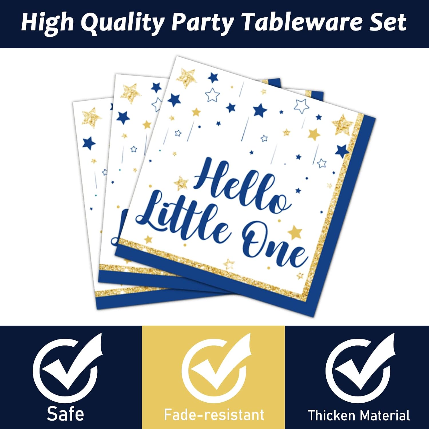 Wiooffen 96 Pcs Twinkle Twinkle Little Star Party Gender Reveal Supplies for 24 Guests Baby Shower Plates Napkins Forks Tableware Set Disposable for Baby Girls or Boys