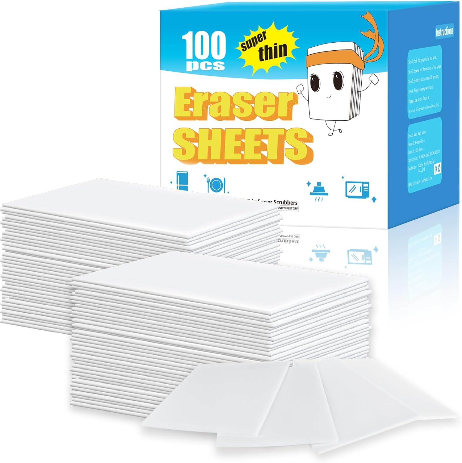 100pack Magic Sponge Eraser Sheets | Thin Nano Pads | All-Purpose