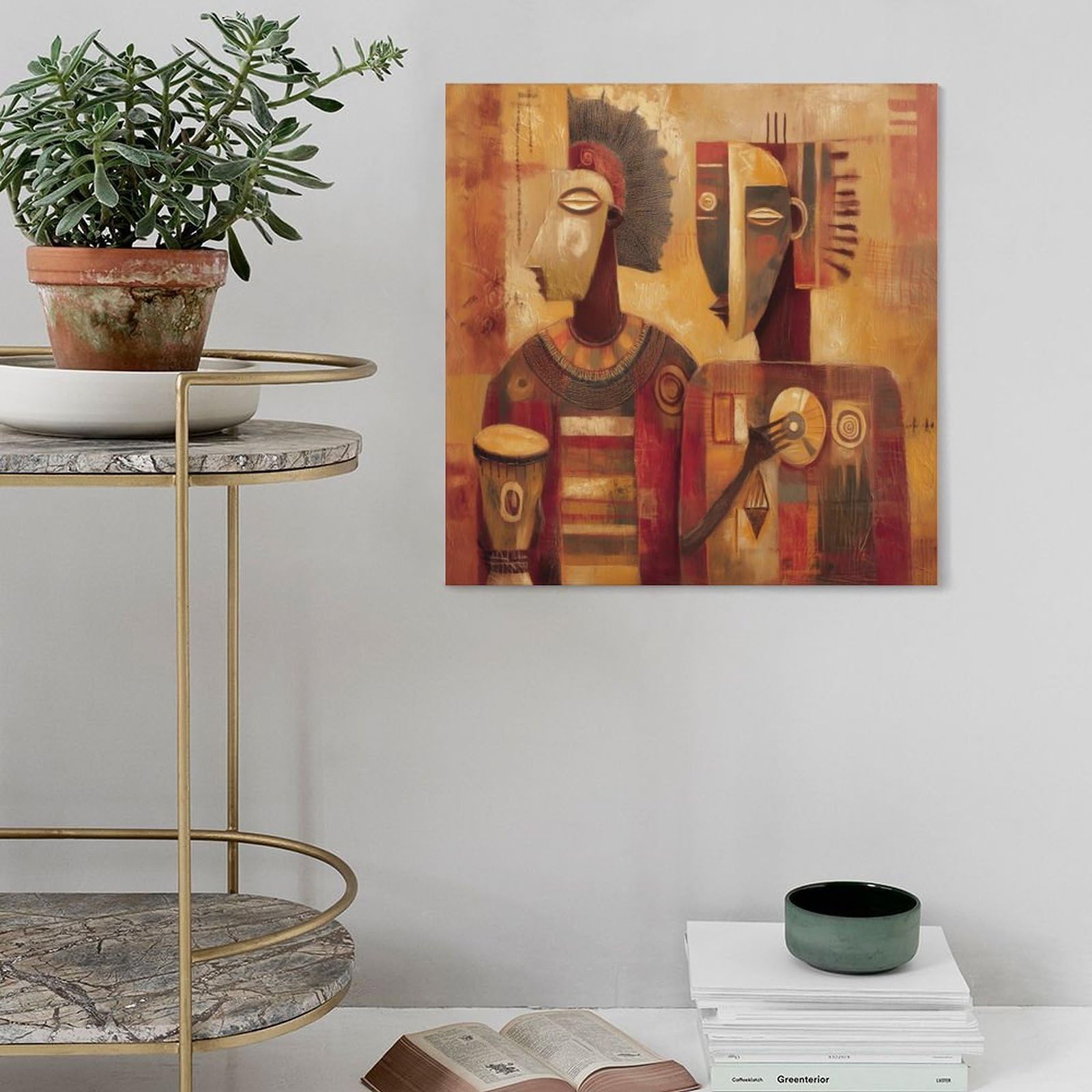 Poster di musica tribale africana su tela, decorazione artistica da parete, stampa dipinti per soggiorno, camera da letto, decorazione 40,6 cm L x 40,6 cm W