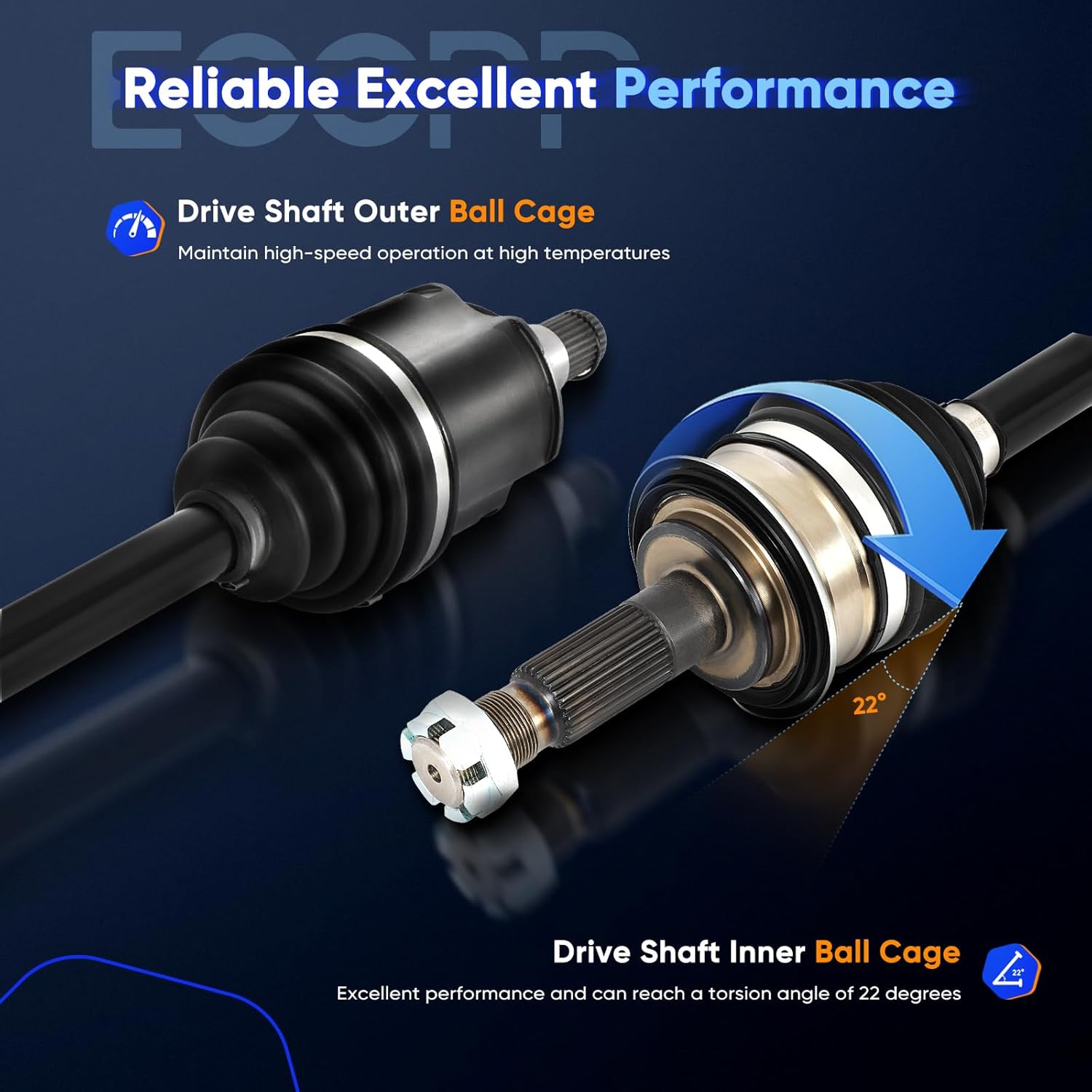 ECCPP CV Axle Half Shaft Assembly fit for Toyota For SEQUOIA For TUNDRA 4.7L 4.0L 3.4L Front Left right 66-5194 2000-2007 4WD