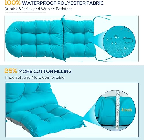 Miniatura 4 de Adirondack - Juego de 2 cojines para sillas Adirondack, cojines extragruesos para sillas mecedoras para exteriores, respaldo alto con lazos,