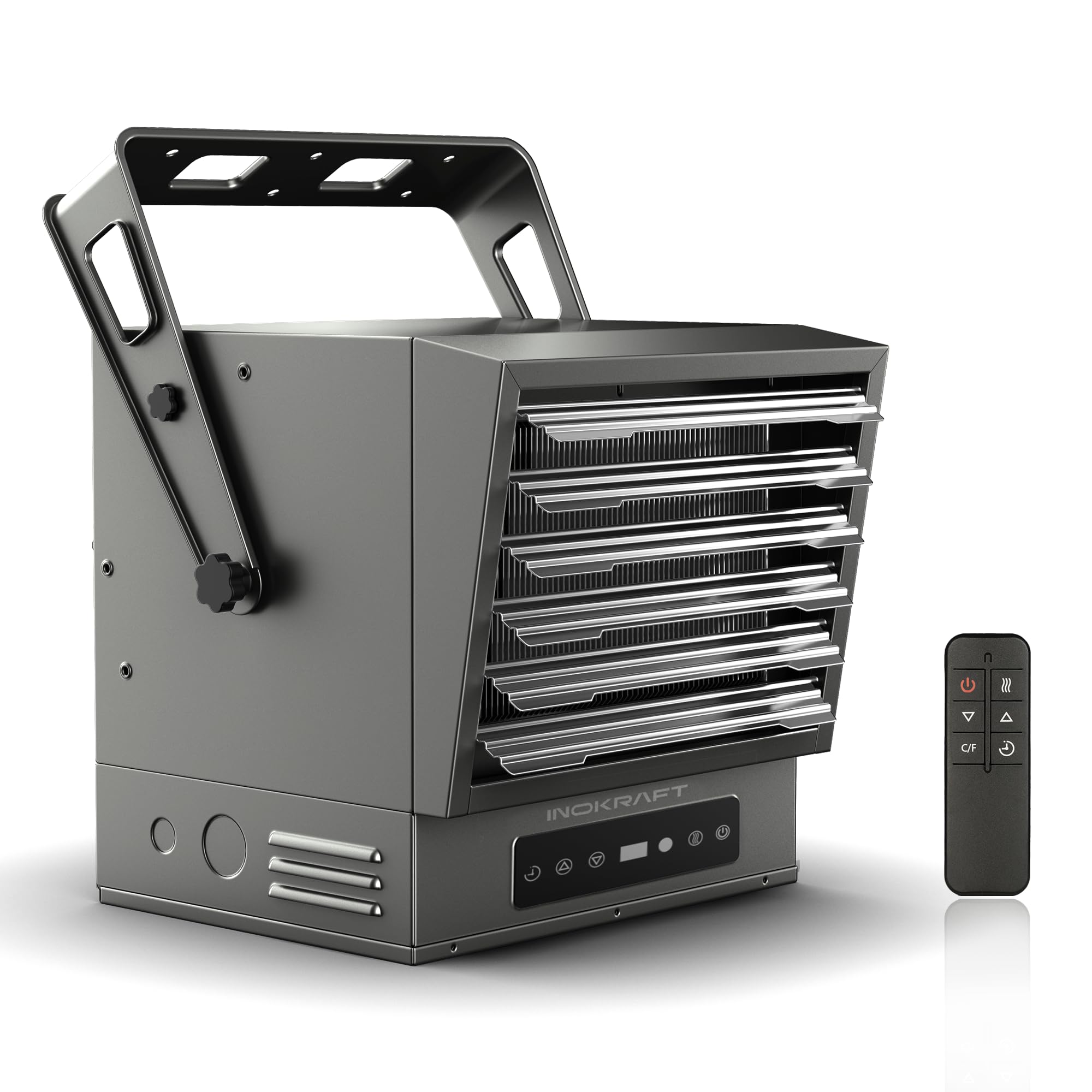 InoKraft 10000W Electric Garage Heater with Remote, Ceiling Mount Fan Forced Shop Heater with Digital Thermostat, 240V Hardwired Space Heater for Garage&Workshop, 12-hour Timer and Overheat Protection