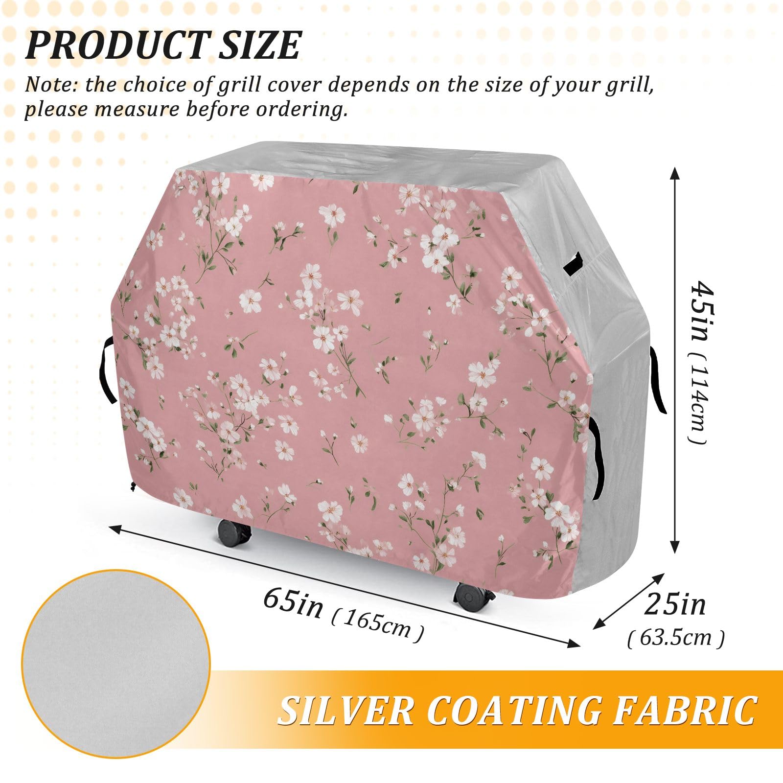 Copertura per barbecue impermeabile e resistente, motivo: floreale, colore: rosa