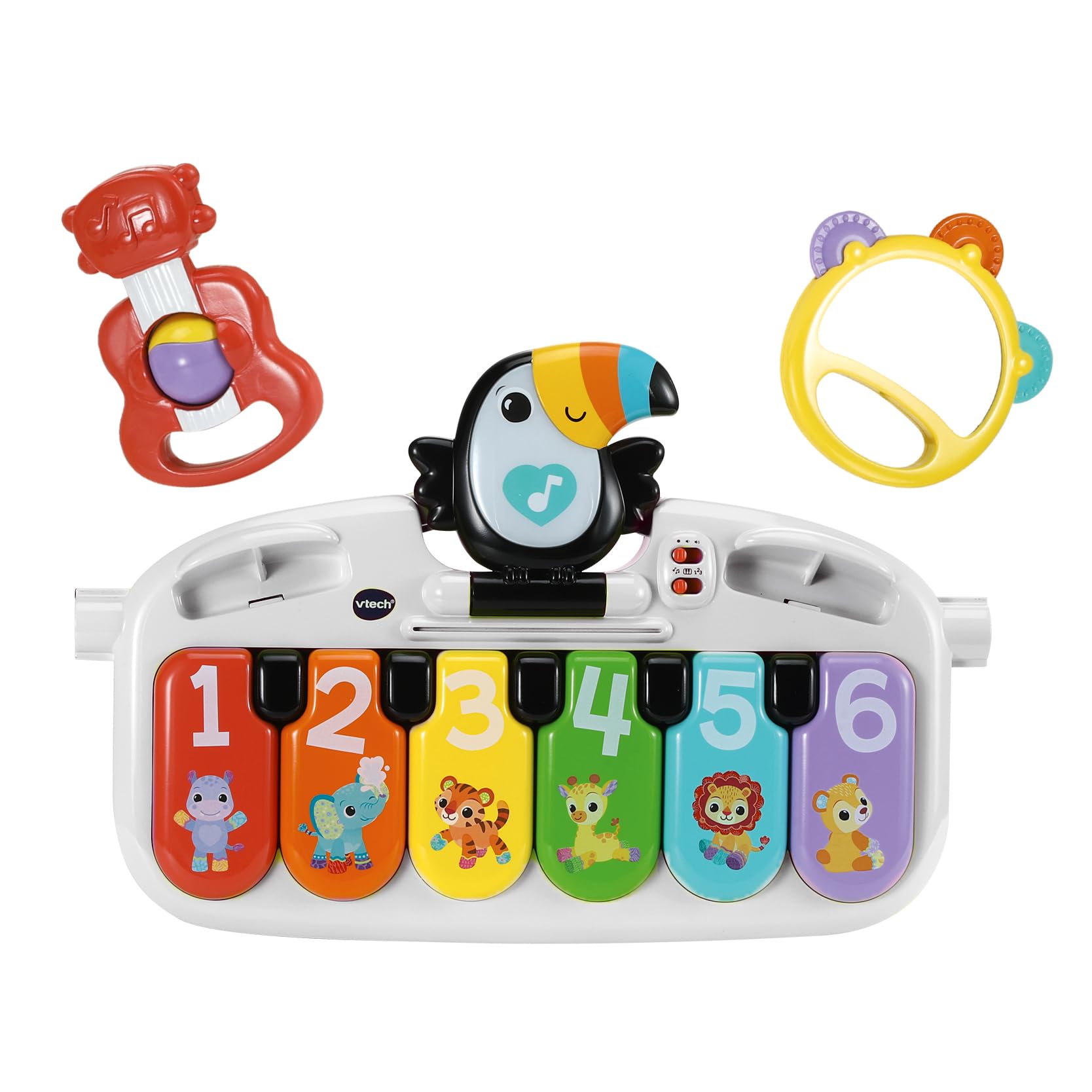 VTech-Baby Piano Multicolor Banda Musical, Juguete bebés +9 Meses, Piano Interactivo Desmontable, Evolutivo, Teclas con Luces y Sonidos, Enseña Números, Colores y Animales, Versión ESP