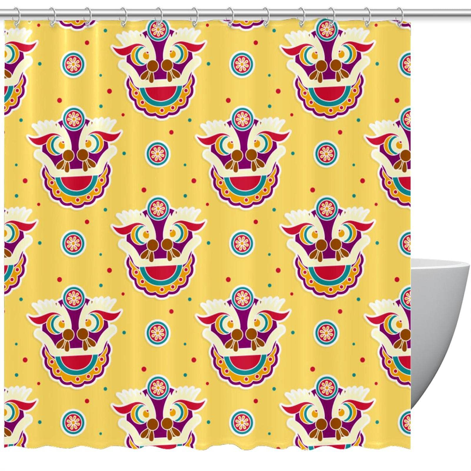 Rideau de douche lion drôle pour égayer votre salle de bain colorée 183x183