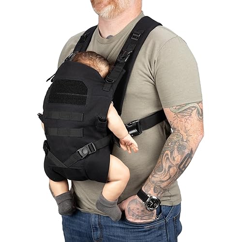 TBG - Mens Tactical Baby Carrier for Infants and Toddlers 8-33 lbs - Compact (Black)