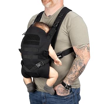 Tactical Baby Gear Daypack Diaper Bag + Tactical Baby Carrier Bundle Military-Grade, MOLLE Compatible, Water-Resistant, Ergonomic Baby Carrier for Infants & Toddlers (Black)