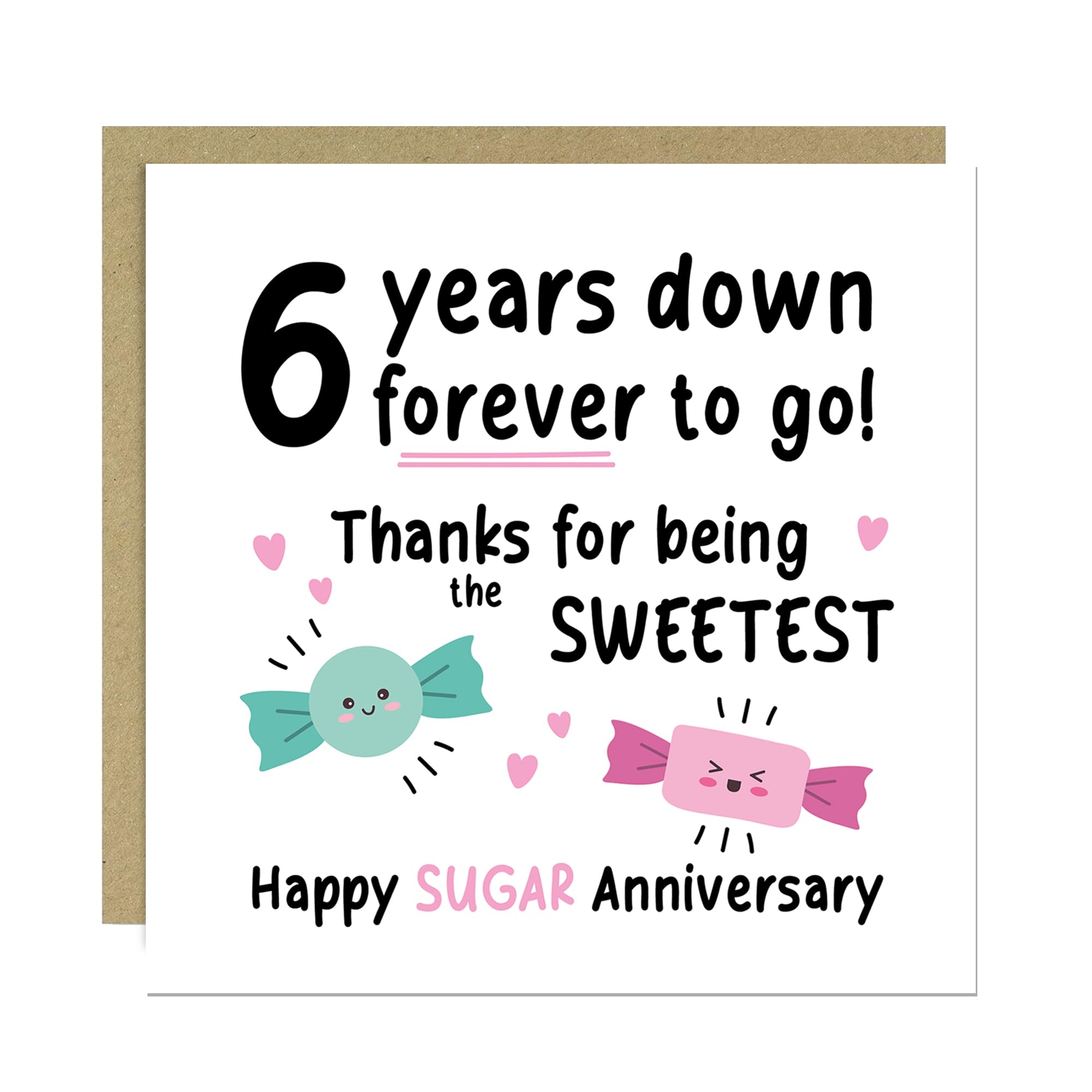 RED OCEAN Funny Sugar Anniversary Card For Husband Wife 6th Anniversary Card Sixth Anniversary For Him 6th Anniversary For Her With Envelope