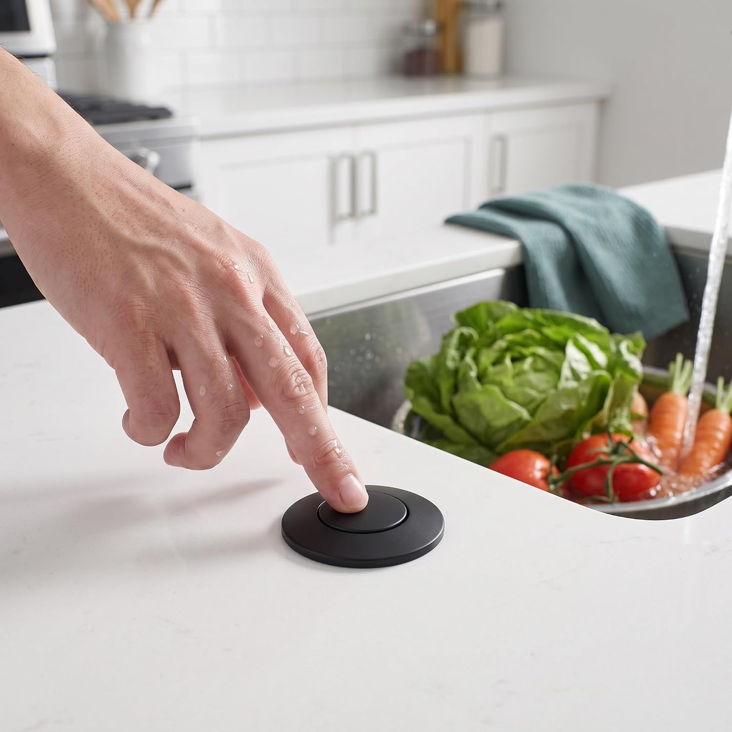 Black Top Mount Air Switch Button for Garbage Disposal Sink