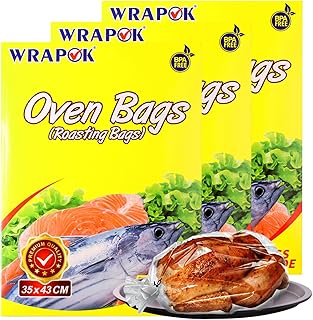 Oven Cooking Bags Medium Size Roasting Baking Bag for Meats Ham Ribs Poultry Seafood on Thanksgiving, 14 x 17 Inch - 15 Bags Total(Pack of 3)
