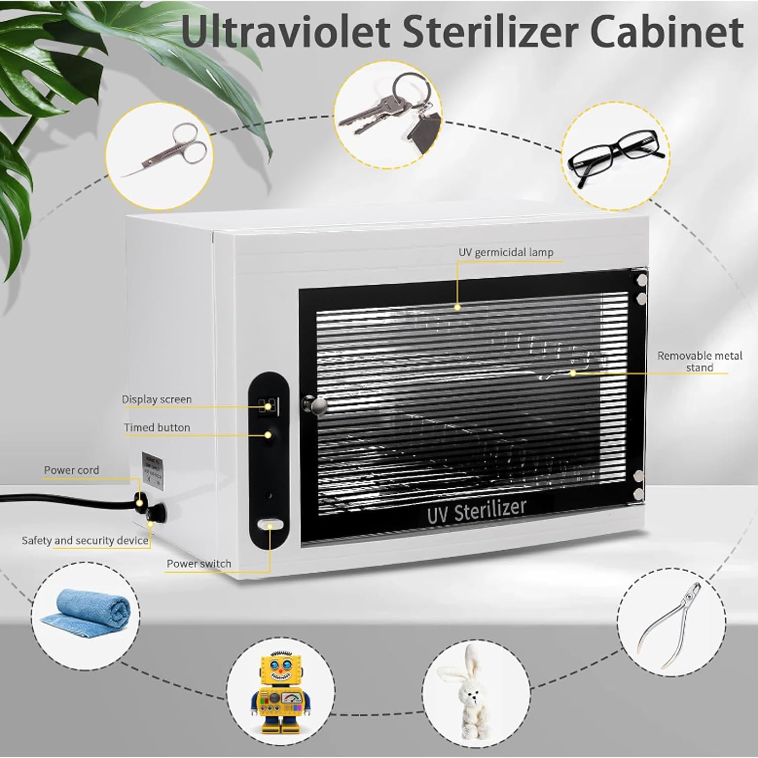 Sterylizator do narzędzi do paznokci, 10-15 l, podwójna lampa, pudełko do dezynfekcji z ustawieniem timera, do butelek, manicure, spa, fryzjera, sprzętu do czyszczenia