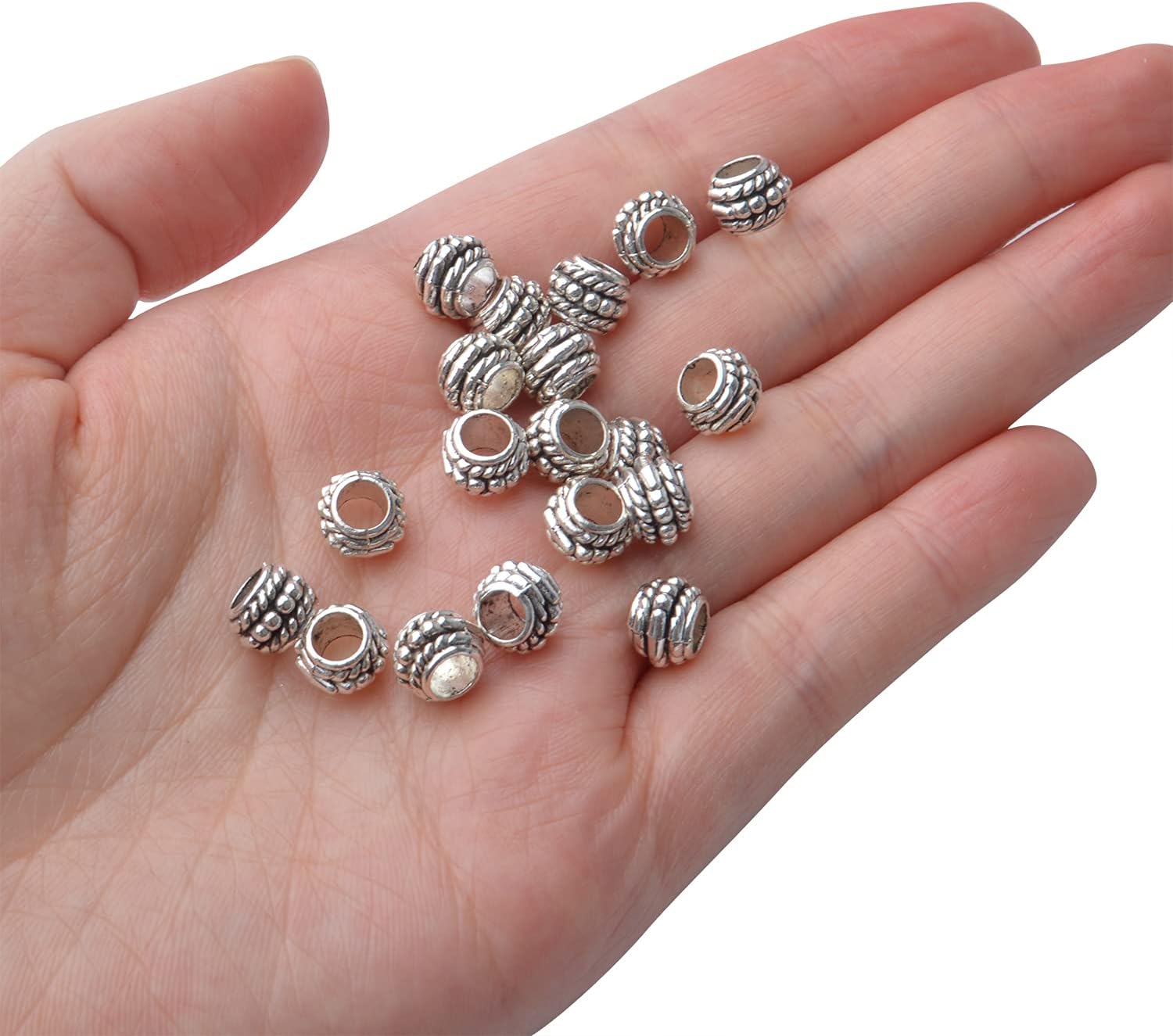 BronaGrand 100pcs Tibetan Antique Silver Large Hole Spacer Beads Alloy European Rondelle Beads Spacers Loose Spacers Jewelry Bead Charms for DIY Jewelry Crafts Making(8×6mm, Hole:4.5mm) - Image 7