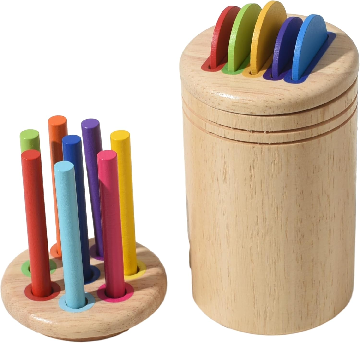 2 in 1 Wooden Montessori Educational Toys for 3-6 Year Old, Fine Motor Skills Developmental Color Sorting Toy, Infants Sensory Matching Games for Preschool Learning, Birthday Gifts for Boys Girls