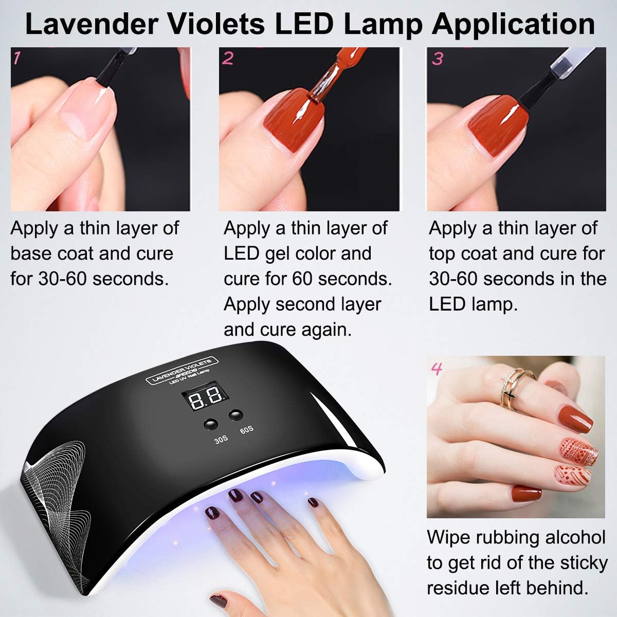 Black Friday - 70% OFF Lavender Violets Gel UV LED Nail Lamp Nail Light Black 24W Nail Dryer with Timer n Auto-Sensor for Gel Nail Polish J721