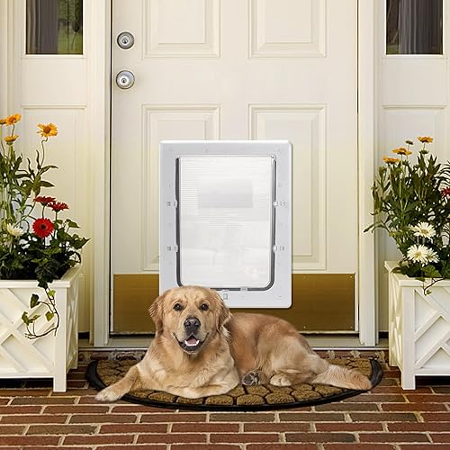 Miniatura 8 de Ownpets Puerta para perro con solapa de plástico duro para mascotas y cerradura de émbolo segura, marco sólido duradero fácil de instalar, puerta