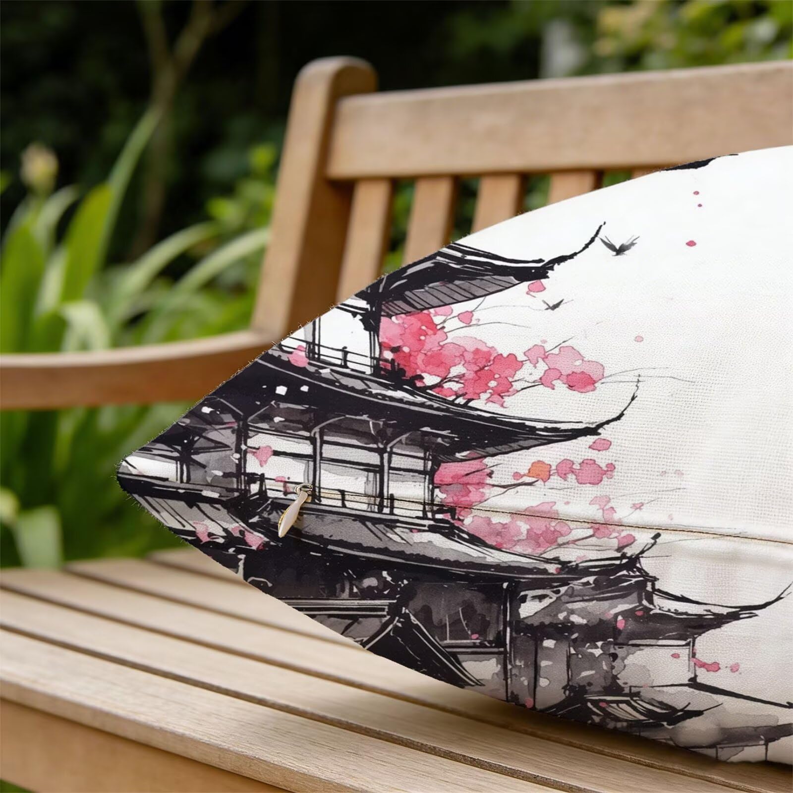 Générique Housse Coussin Exterieur Impermeable 30x50cm Style Japonais Décoratif Taie d'oreiller Decoration Paysage Housse de Coussin Exterieur Impermeable pour Salon de Jardin Lot 2. T-4019