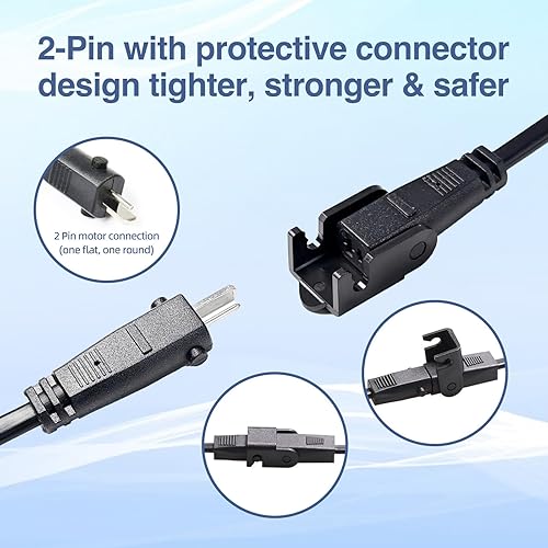 Miniatura 9 de Ousaly Cable de alimentación en Y de 2 pines de 6.5 pies, 2 motores a 1 fuente de alimentación, para silla elevadora o reclinable eléctrico,