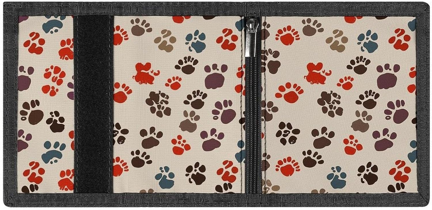 Cartoon Paw Prints Trifold Wallets Slim Wallet Novelty Pocket Purse Multiple Card Slots Outdoor Travel Wallet Stylish Durable Wallets For Men Women