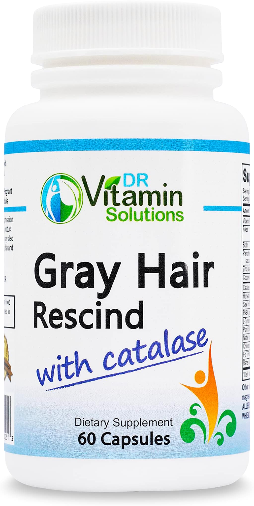 Gray Hair Rescind by DR VITAMIN SOLUTIONS Makes Gray Hair Go Away, 60 caps, Catalase, Saw Palmetto, Helps Stop, Prevent Gray Hair, Promotes Thickness (4 Bottles - 240 Capsules)