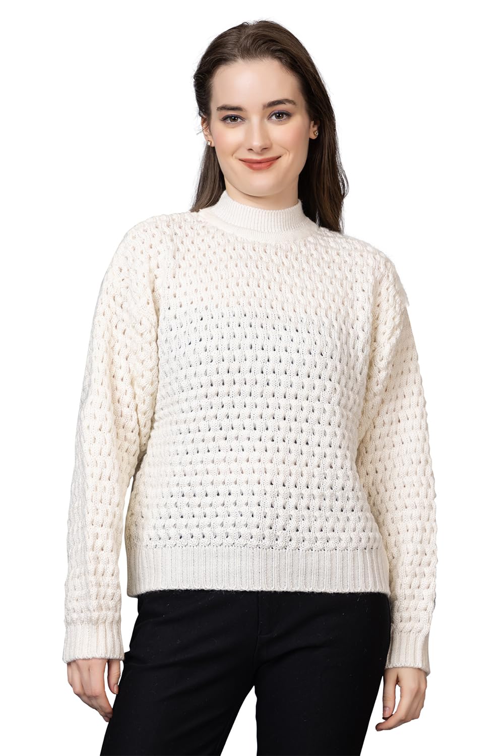 wear lusso Women Pullover Sweater Relaxed Fit for Winter Wear | Full Sleeve | 100% Wool | Latest Stylish Turtle Neck Sweater for Winter Wear-picture-11