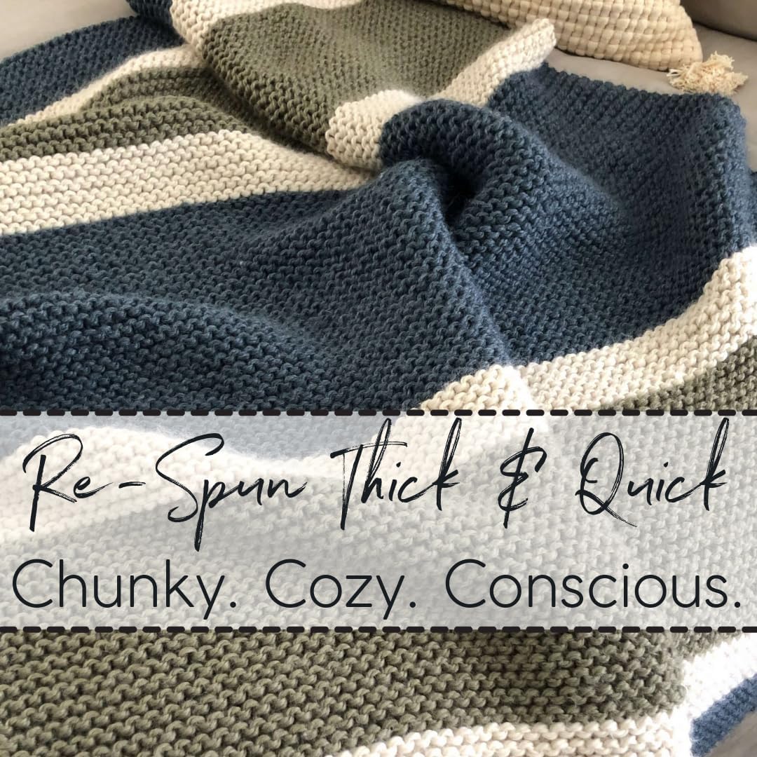 Lion Brand Yarn, Re-Spun Thick & Quick Super Bulky Yarn for Knitting, Crochet, and Crafts, Night Sky, 3 Pack, Soft Fiber for Chunky Blankets, Bulky Throws, and Cozy Sweaters