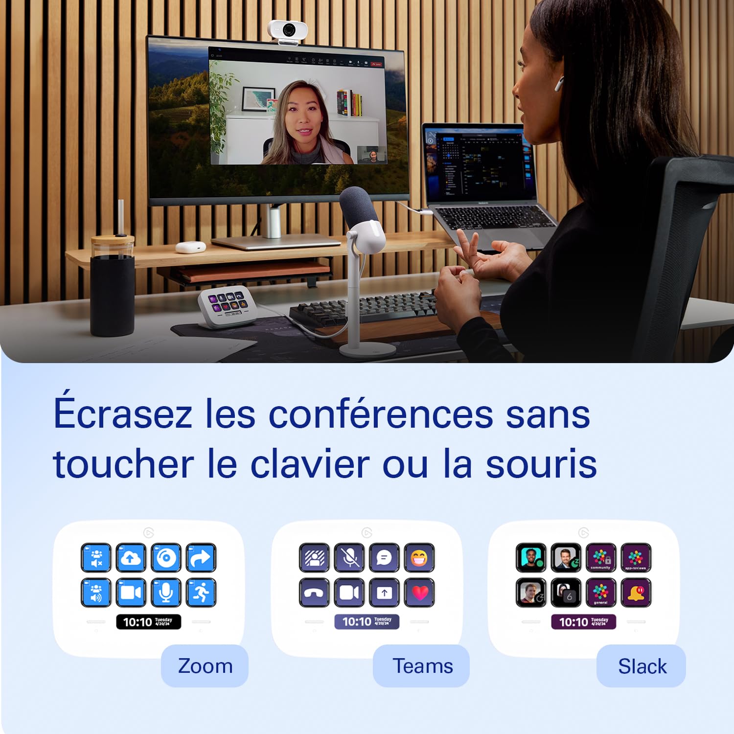 Elgato Stream Deck Neo, 8 touches personnalisables, 2 Touch Points | Word, Excel, Teams, Zoom, Spotify, glisser-déposer, Mac/PC