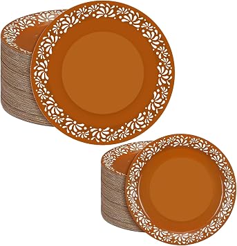 50PCS 7in & 50PCS 9 inch Platos De Barro Mexicanos Paper Plates Cielito Lindo Party Decoration Mexican Paper Plates Terracotta Flower Pottery Plate for Mexican Birthday Party Decorations M, Floral